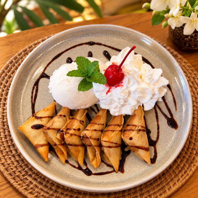 Fried Banana with Ice Cream.